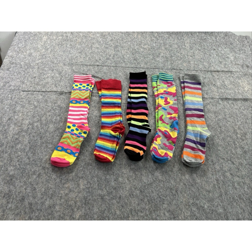 5 Pairs of Ladies' Stretch Socks size 9-11‎ Multicolored Stripes Geometric